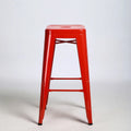 Czerwony hoker stalowy 76 cm z kwadratowym siedziskiem 30 x 30 cm