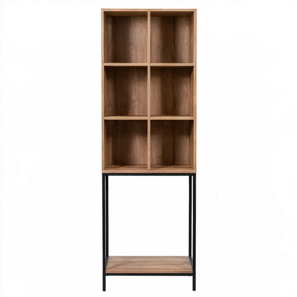 Regał biblioteczny industrialny orzechowy/czarny 70 x 35 x 200 cm