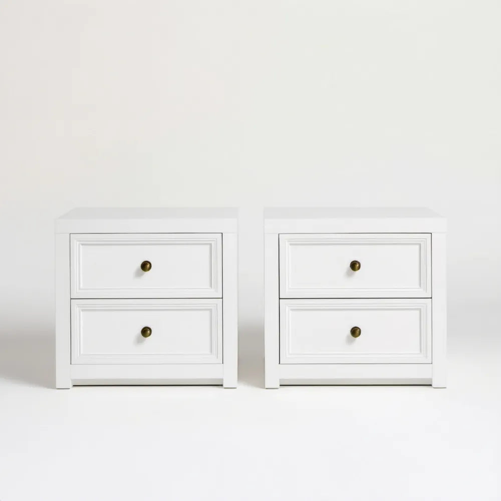 Zestaw 2 białych szafek nocnych MDF z 2 szufladami, 45 × 35 × 55 cm