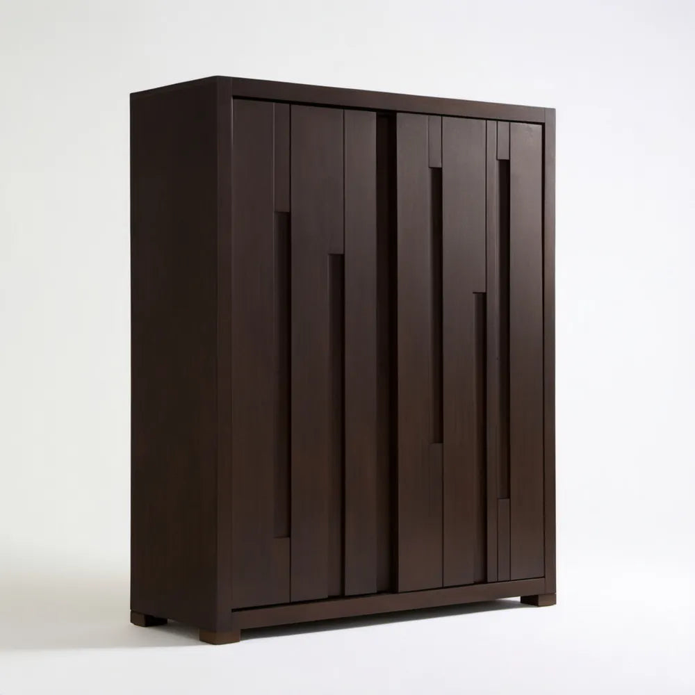 Ciemnobrązowa szafa czterodrzwiowa MDF 160 x 60 x 200 cm